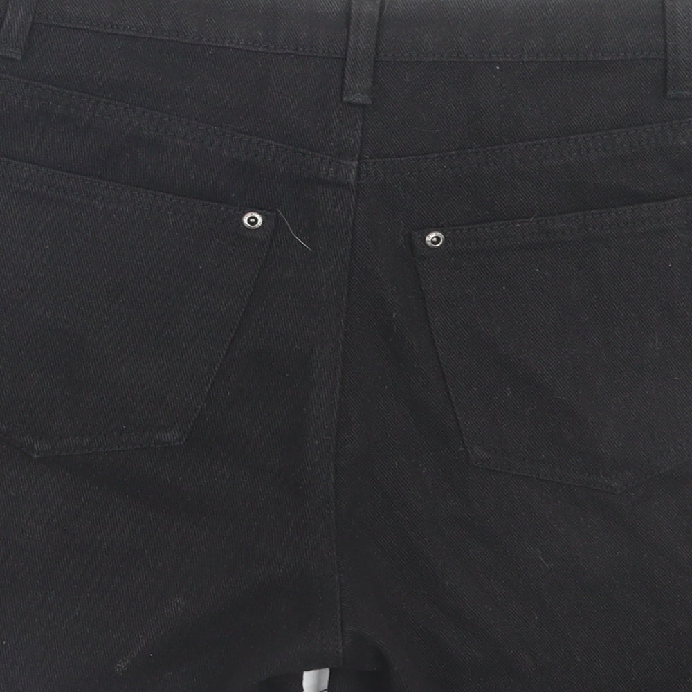 Boohoo Womens Black Cotton Bermuda Shorts Size 8 L4 in Regular Button