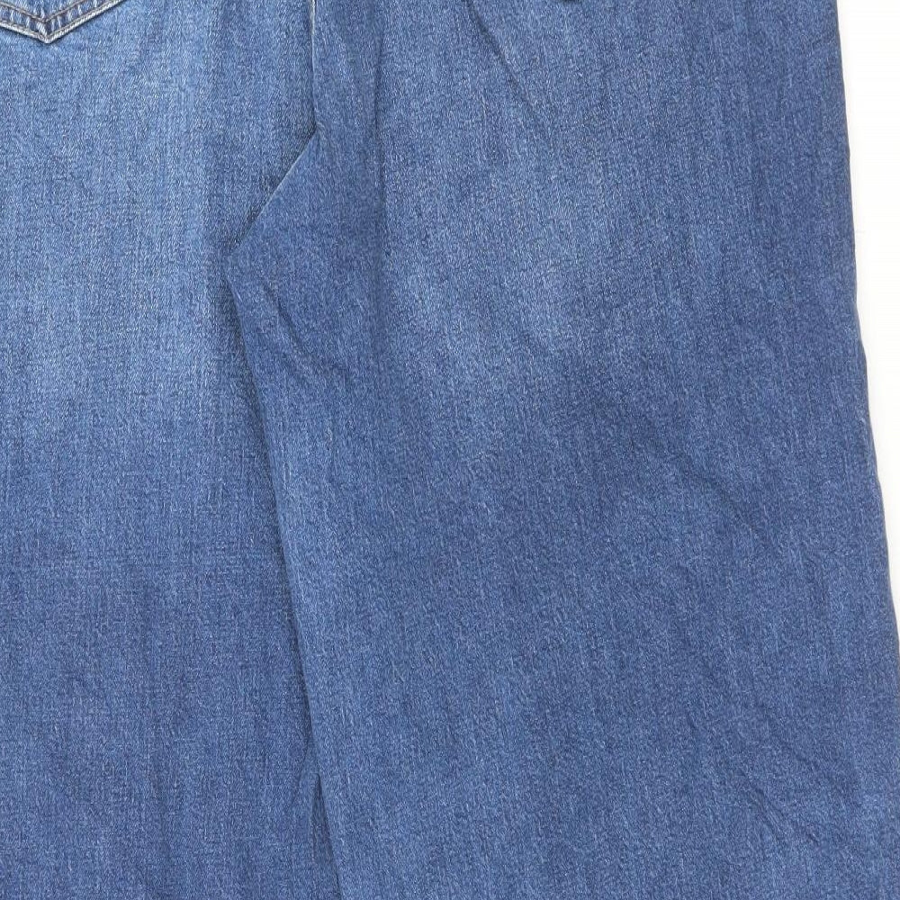 Marks and Spencer Womens Blue Cotton Wide-Leg Jeans Size 22 L30 in Regular Button