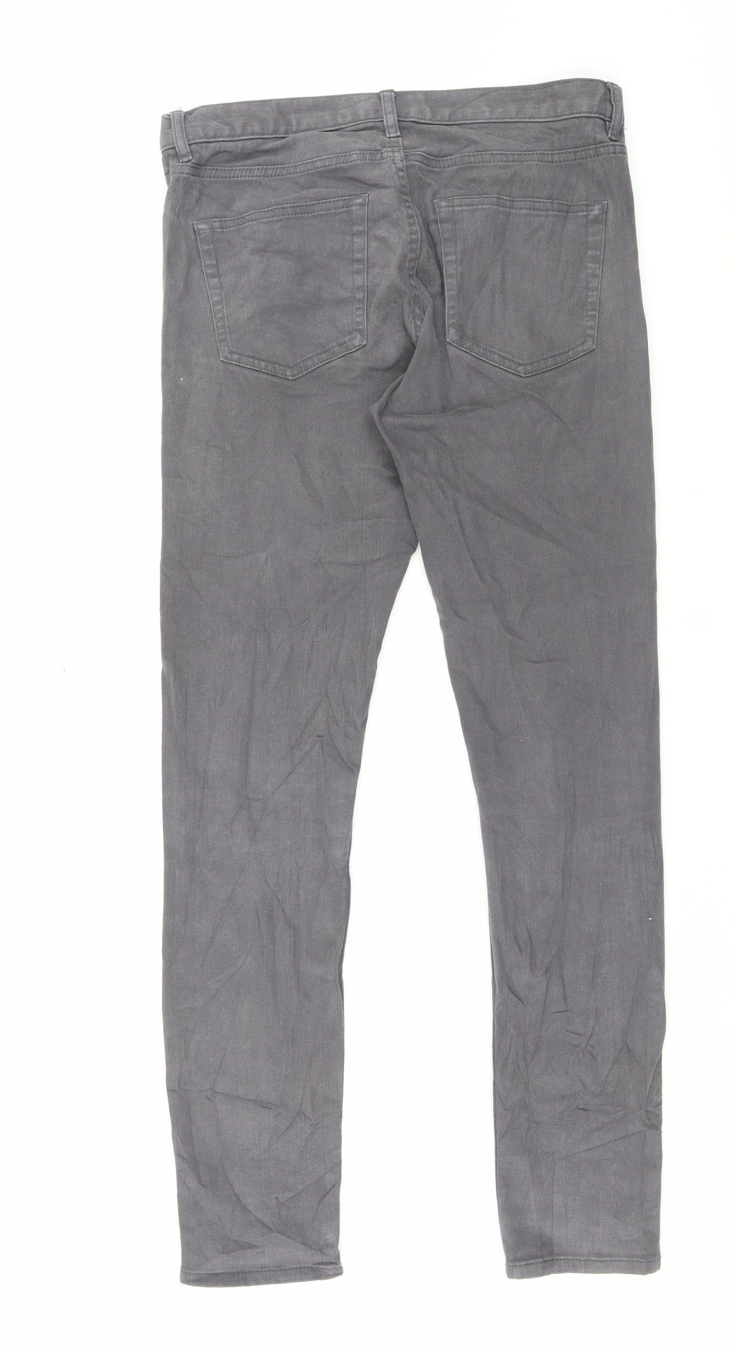 H&M Womens Grey Cotton Skinny Jeans Size 30 in L30 in Regular Button