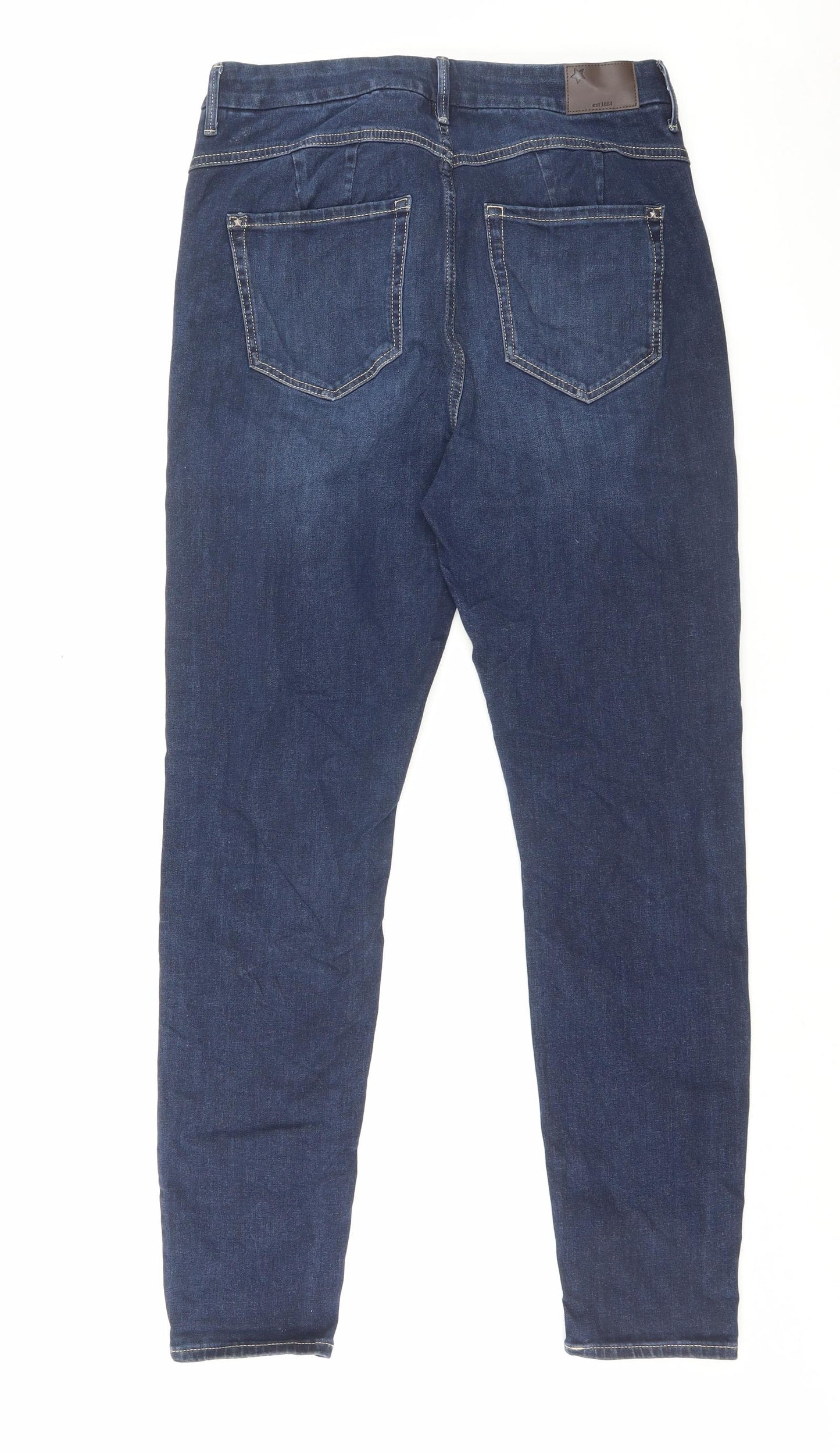 Marks and Spencer Womens Blue Cotton Skinny Jeans Size 14 L30 in Regular Button