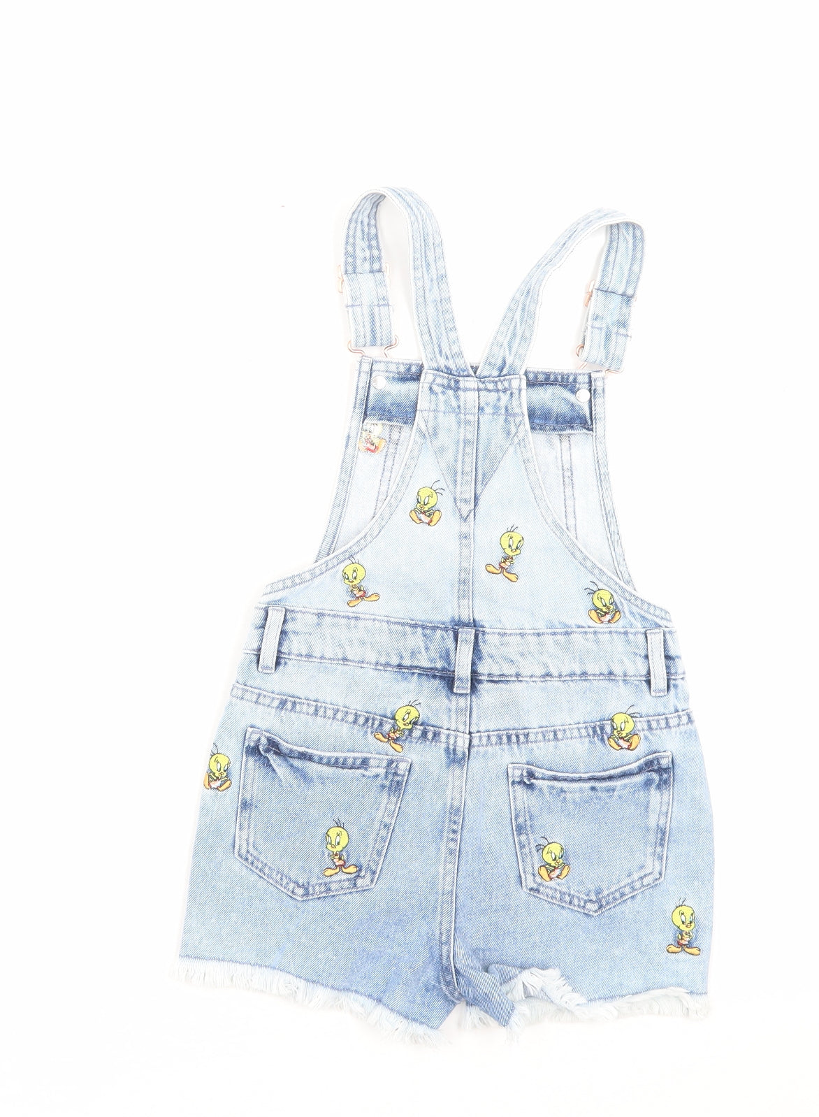 Marks and Spencer Girls Blue Cotton Playsuit One-Piece Size 7-8 Years Button