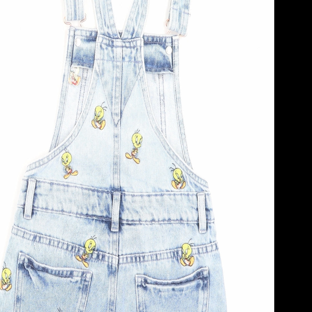 Marks and Spencer Girls Blue Cotton Playsuit One-Piece Size 7-8 Years Button