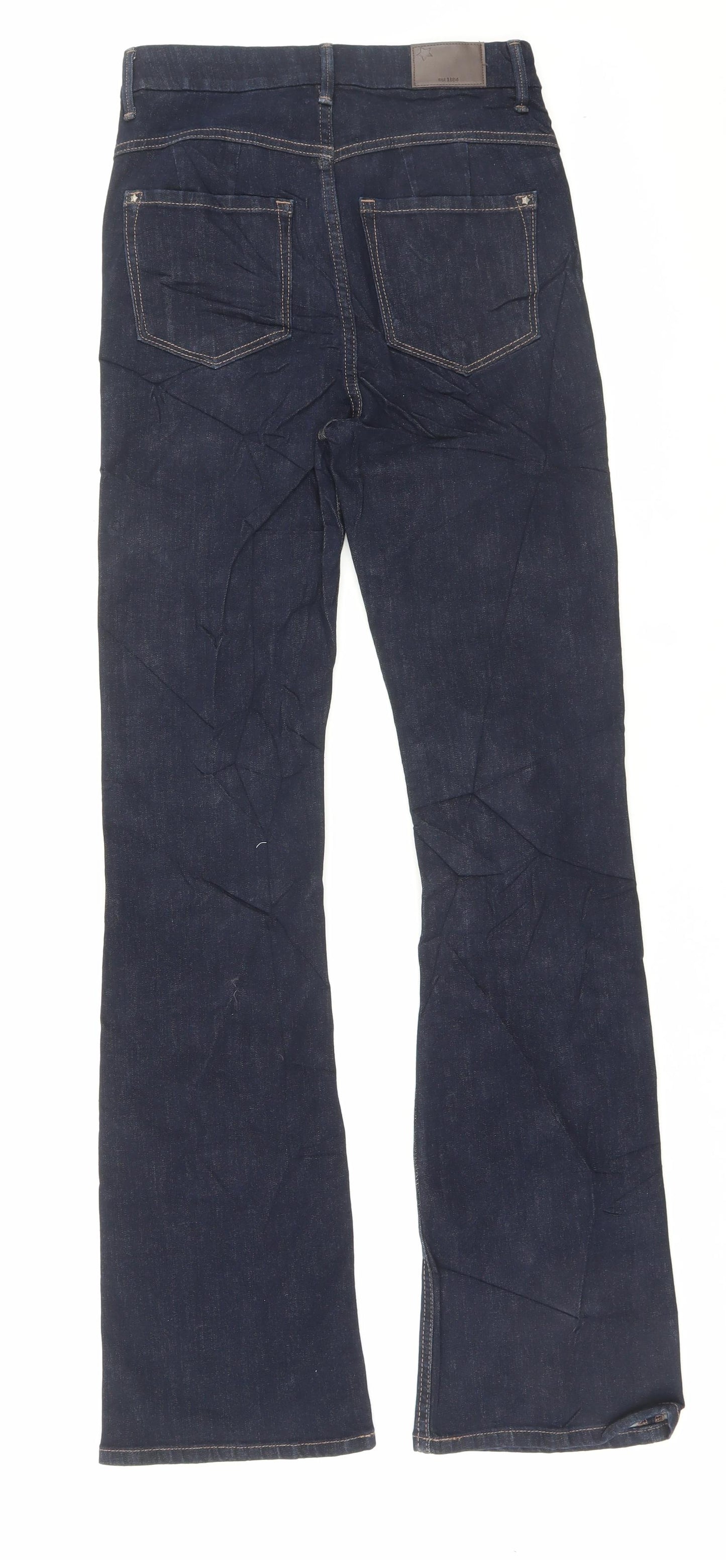 Marks and Spencer Womens Blue Cotton Bootcut Jeans Size 8 L33 in Regular Button