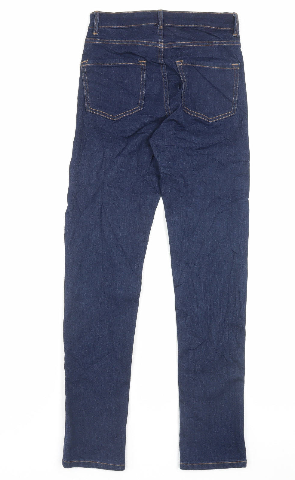 Marks and Spencer Womens Blue Cotton Straight Jeans Size 6 L29 in Slim Button