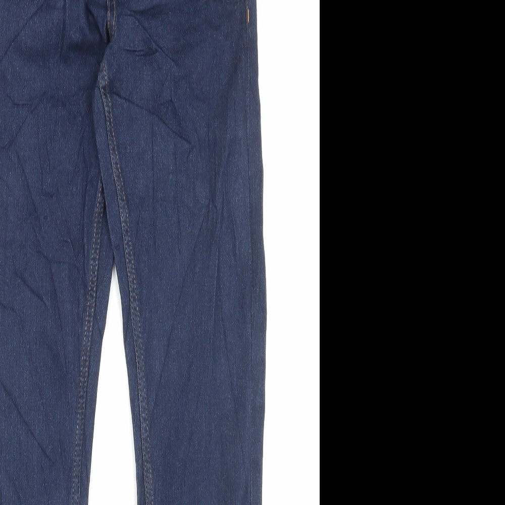 Marks and Spencer Womens Blue Cotton Straight Jeans Size 6 L29 in Slim Button