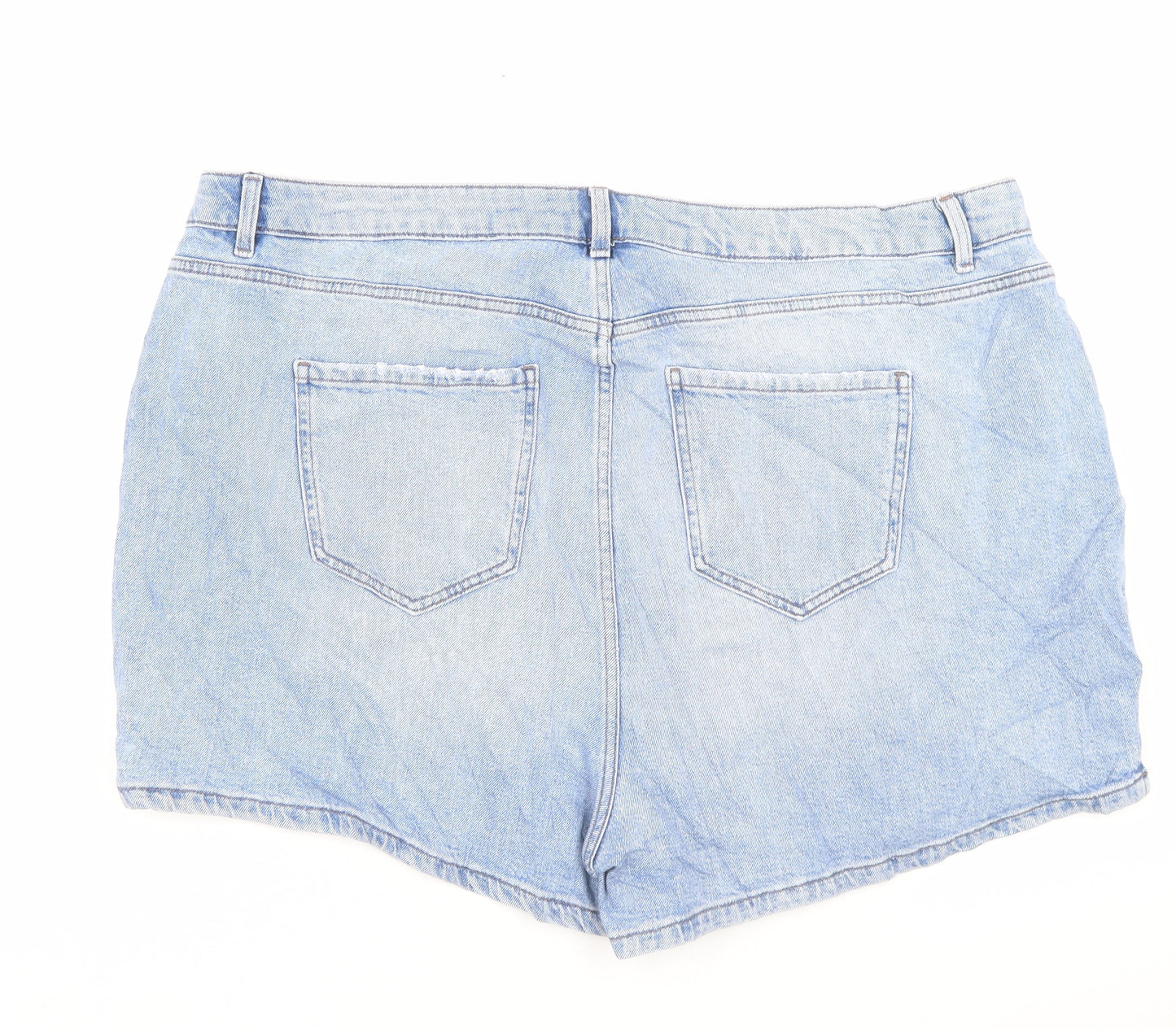 Marks and Spencer Womens Blue Cotton Mom Shorts Size 24 L4 in Regular Button