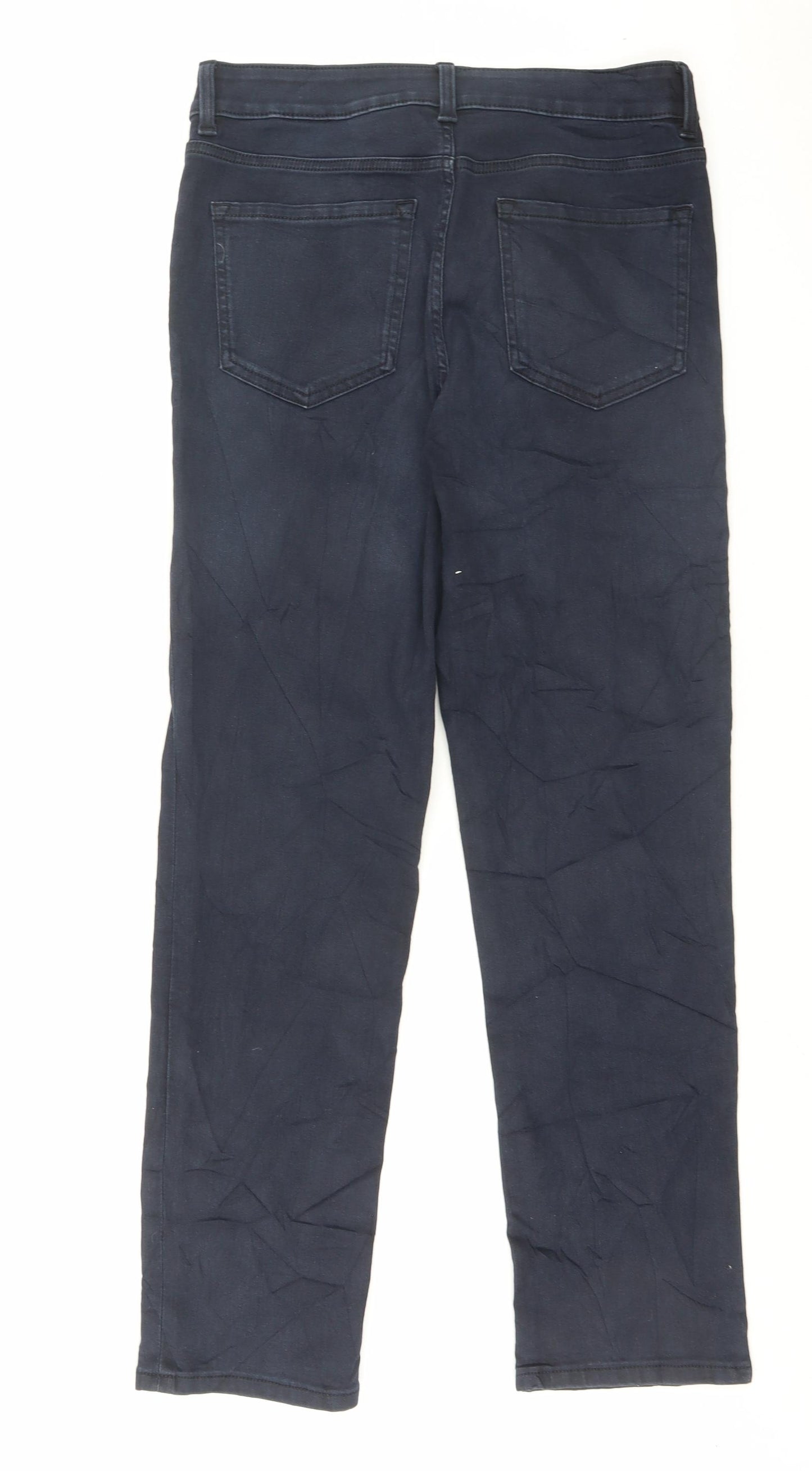 Marks and Spencer Womens Blue Cotton Straight Jeans Size 12 L29 in Regular Button
