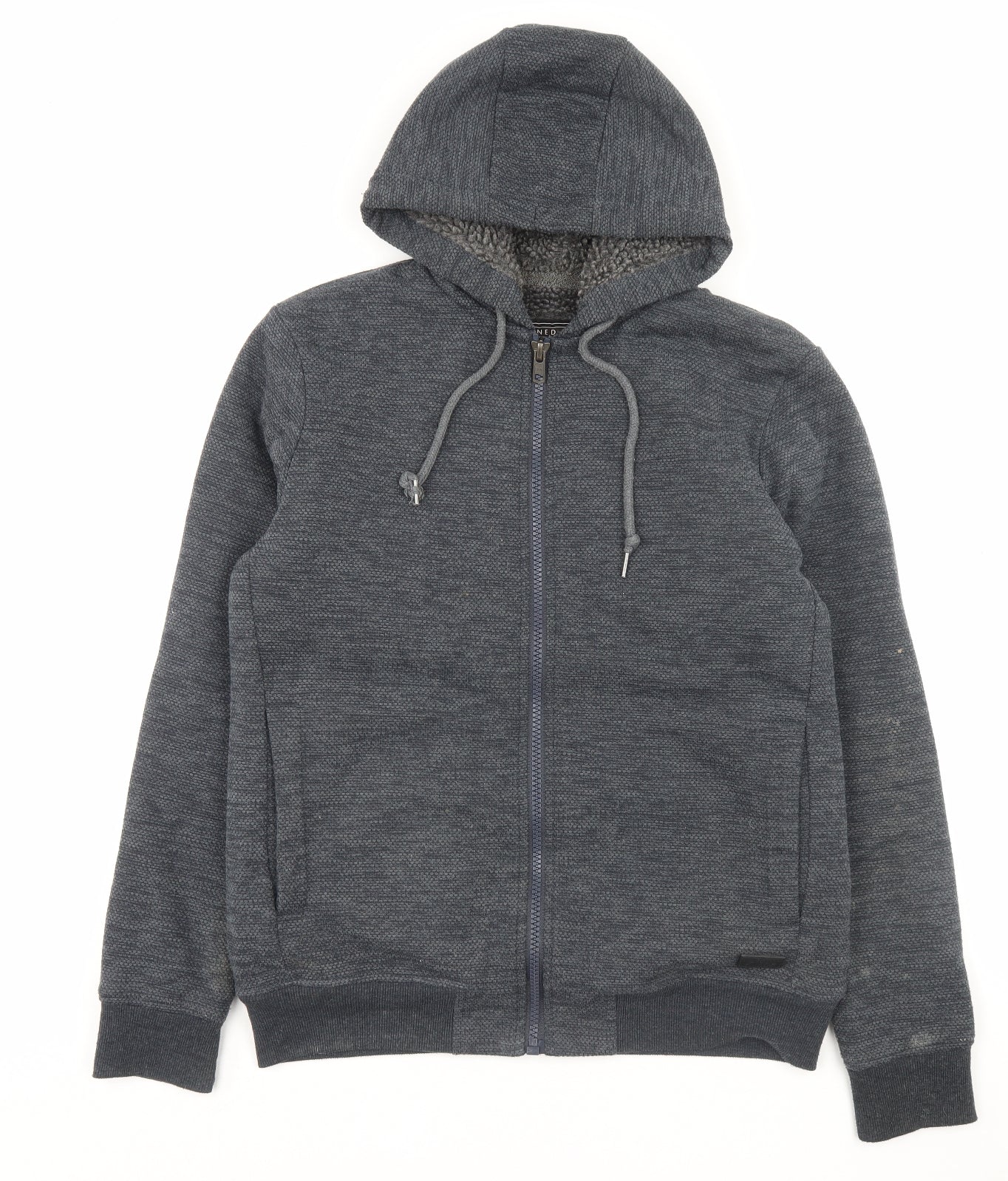 F&F Mens Grey Polyester Full Zip Hoodie Size M