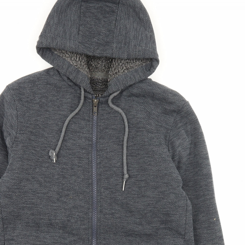 F&F Mens Grey Polyester Full Zip Hoodie Size M