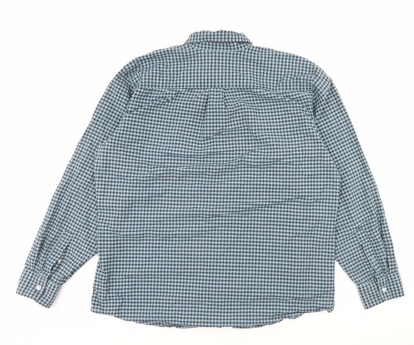 Gap Mens Green Plaid Cotton Button-Up Size XL Collared Button - Pocket Detail