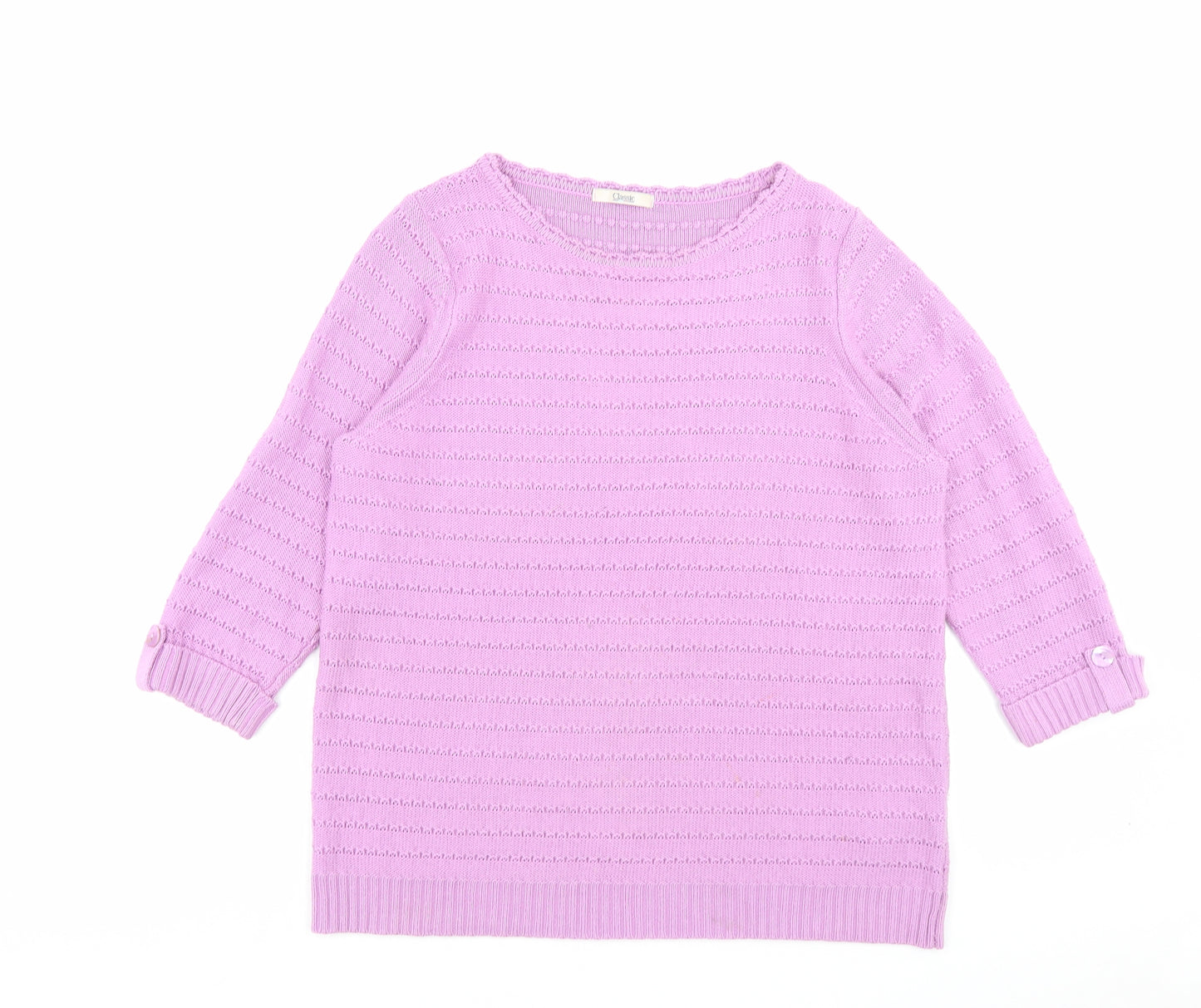 Marks and Spencer Womens Purple Boat Neck Acrylic Pullover Jumper Size 16