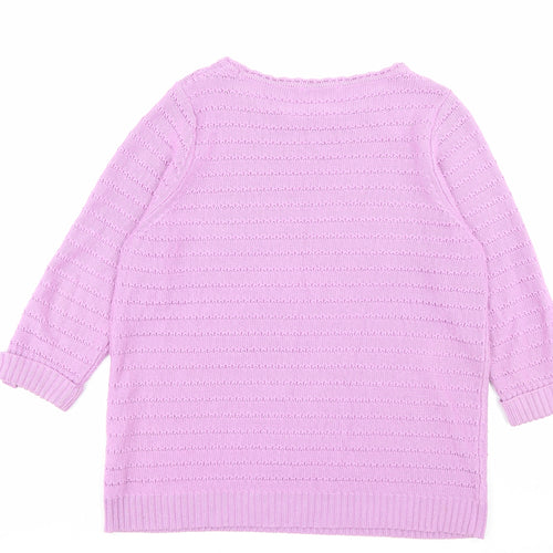 Marks and Spencer Womens Purple Boat Neck Acrylic Pullover Jumper Size 16