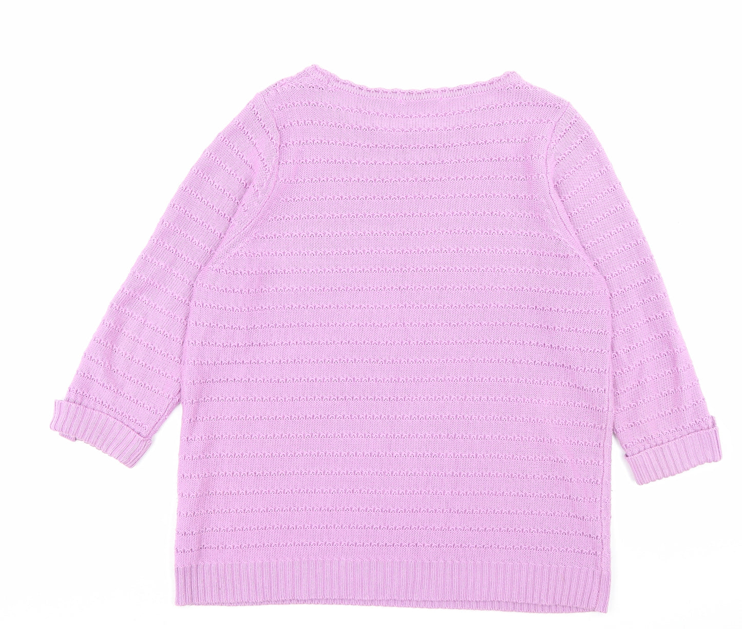 Marks and Spencer Womens Purple Boat Neck Acrylic Pullover Jumper Size 16