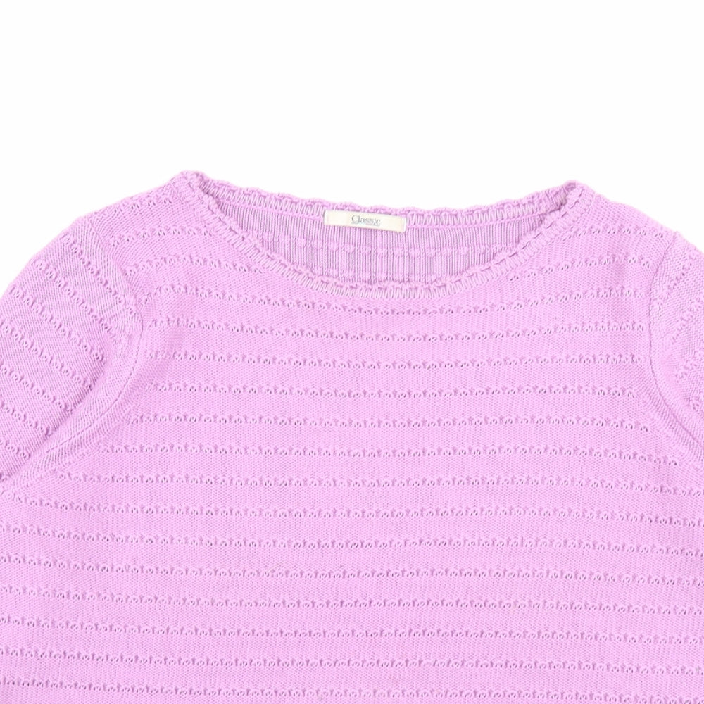 Marks and Spencer Womens Purple Boat Neck Acrylic Pullover Jumper Size 16