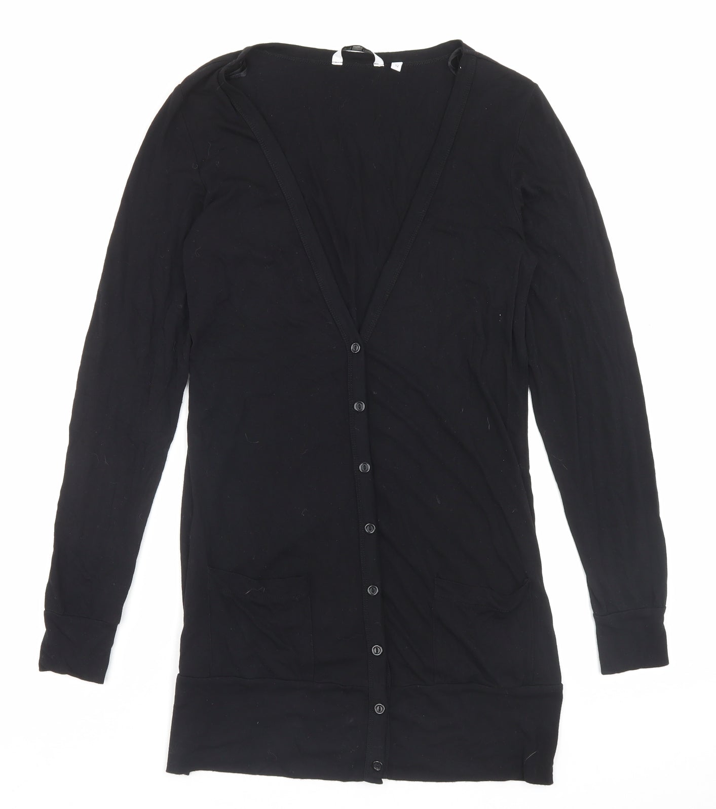 New Look Womens Black V-Neck Viscose Cardigan Jumper Size 12