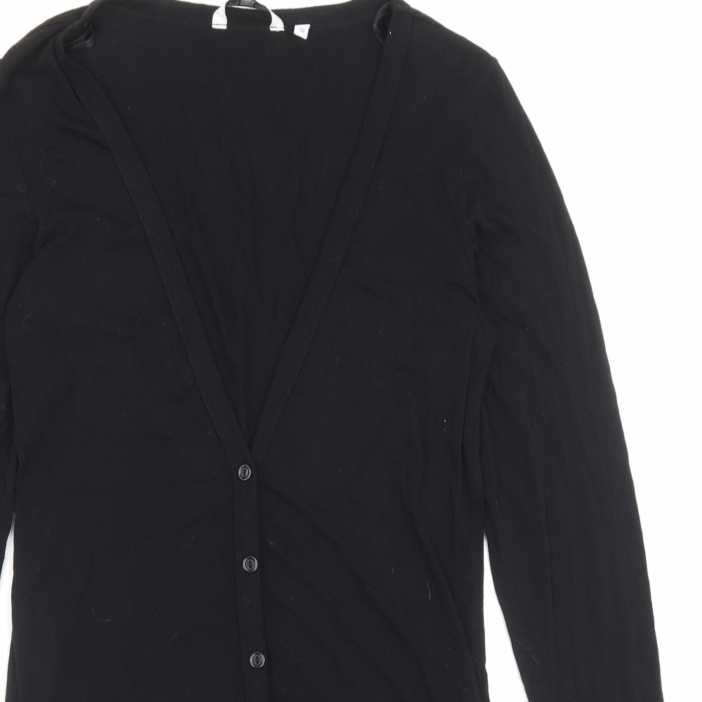 New Look Womens Black V-Neck Viscose Cardigan Jumper Size 12