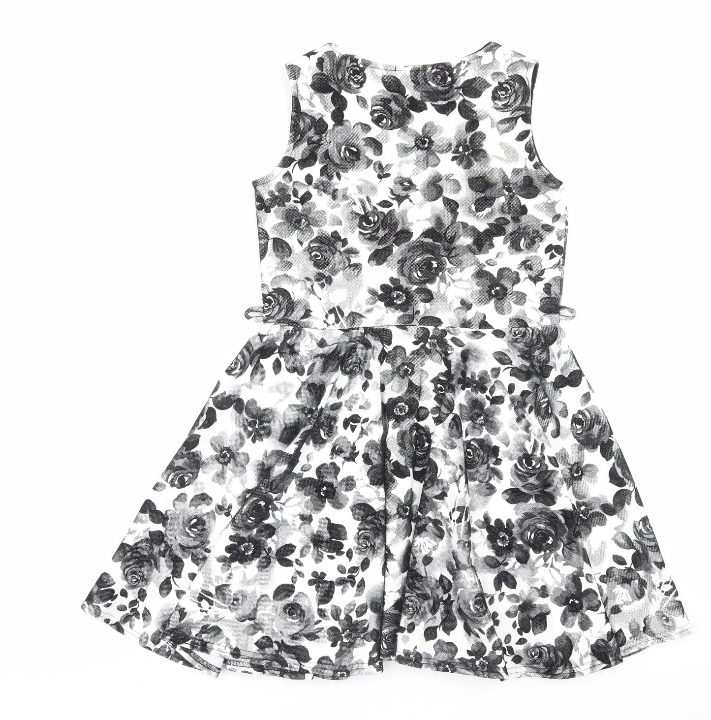 AX Paris Womens Black Floral Polyester Fit & Flare Size 12 Boat Neck Pullover
