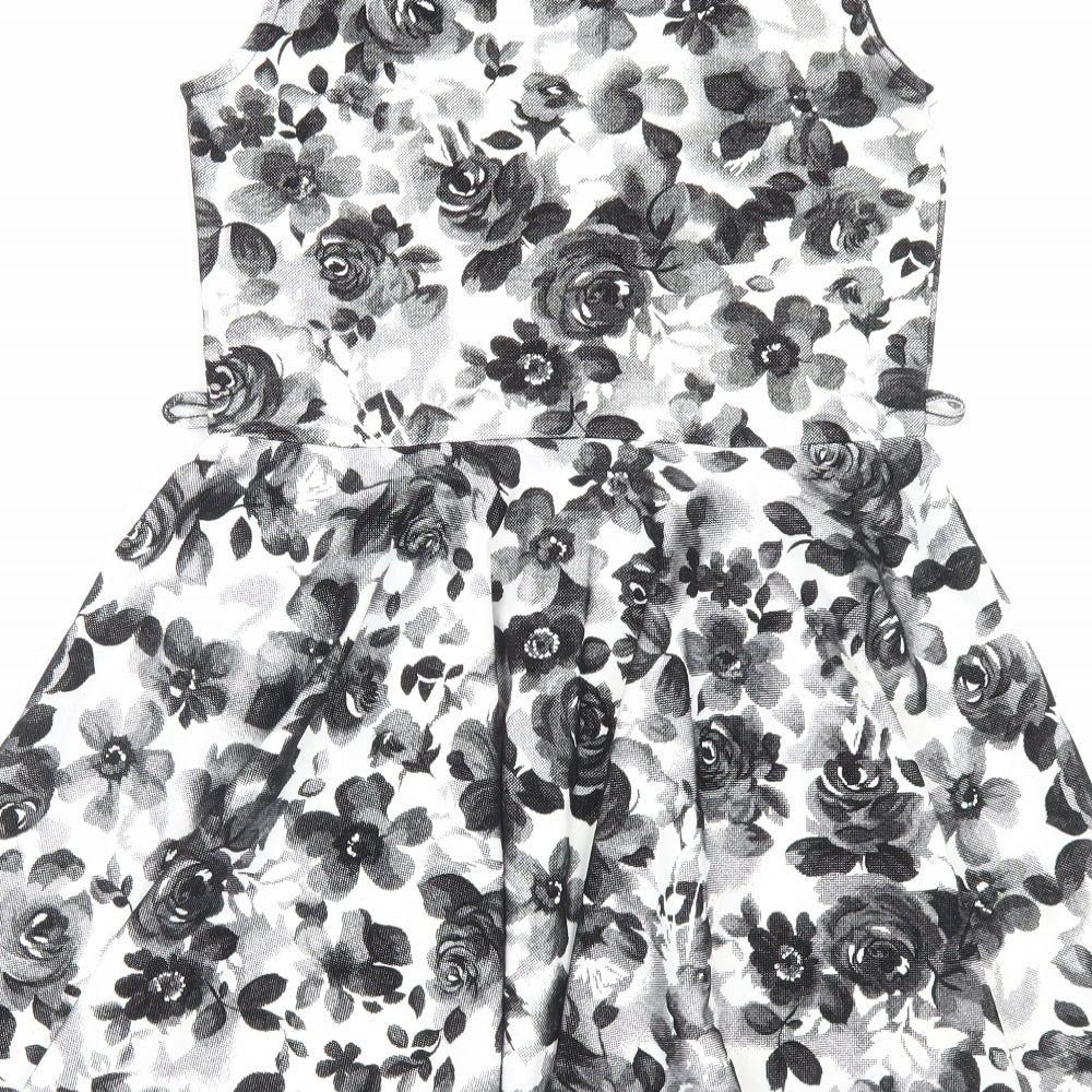 AX Paris Womens Black Floral Polyester Fit & Flare Size 12 Boat Neck Pullover