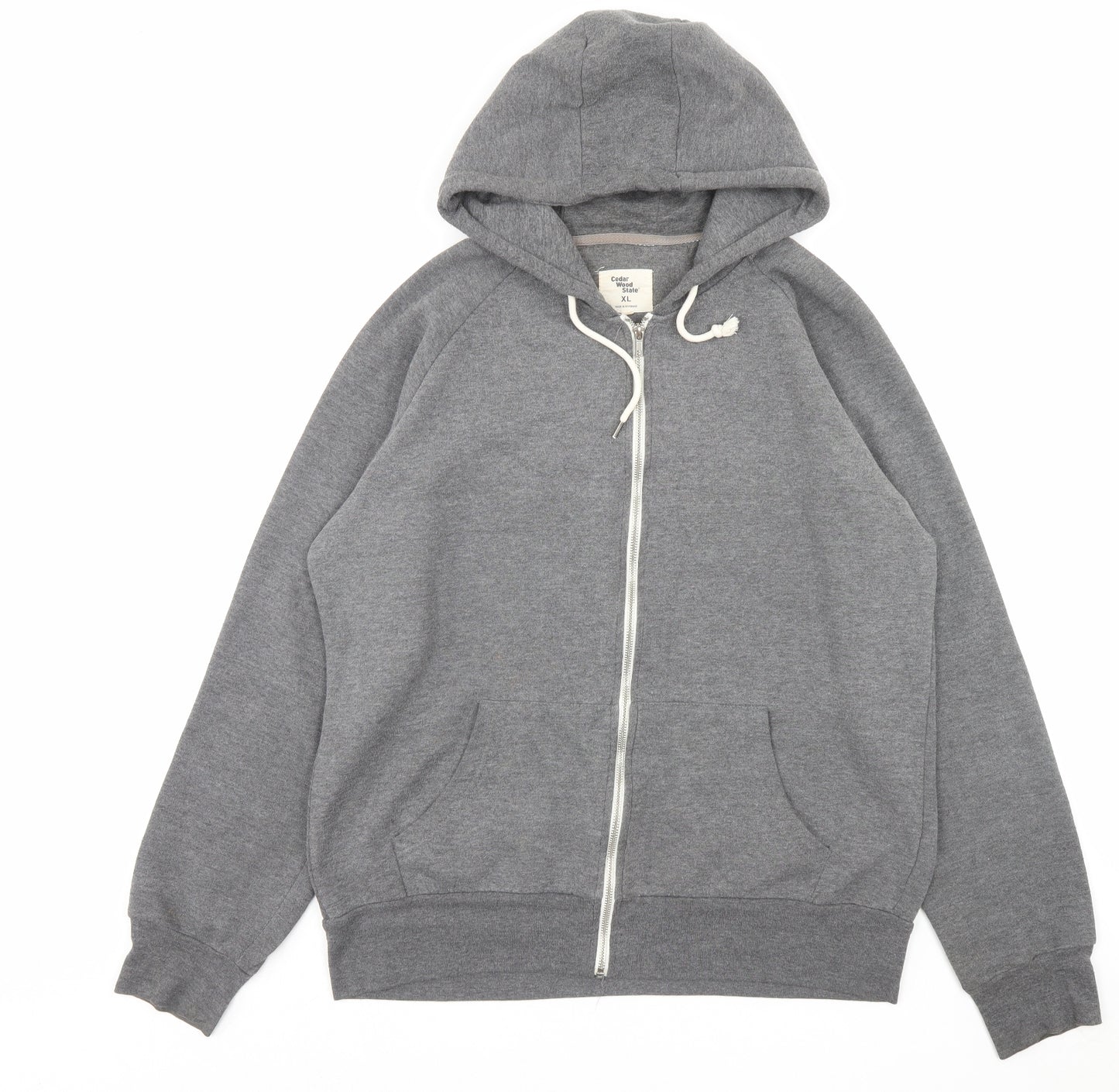 Cedar Wood State Mens Grey Cotton Full Zip Hoodie Size XL