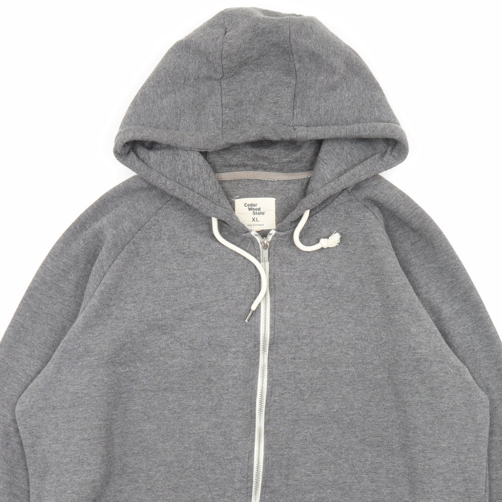Cedar Wood State Mens Grey Cotton Full Zip Hoodie Size XL