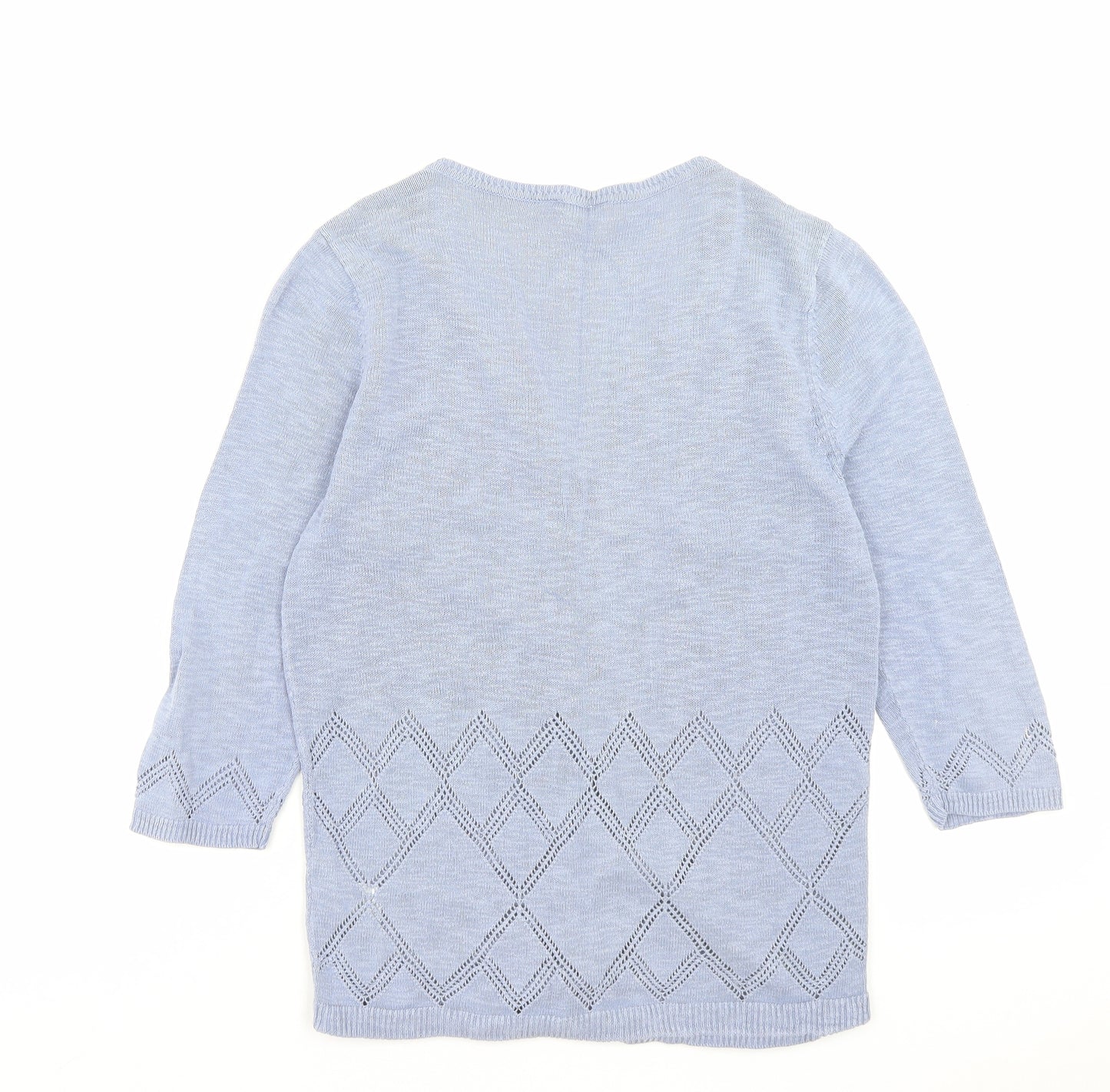 Matalan Womens Blue V-Neck Cotton Cardigan Jumper Size 12