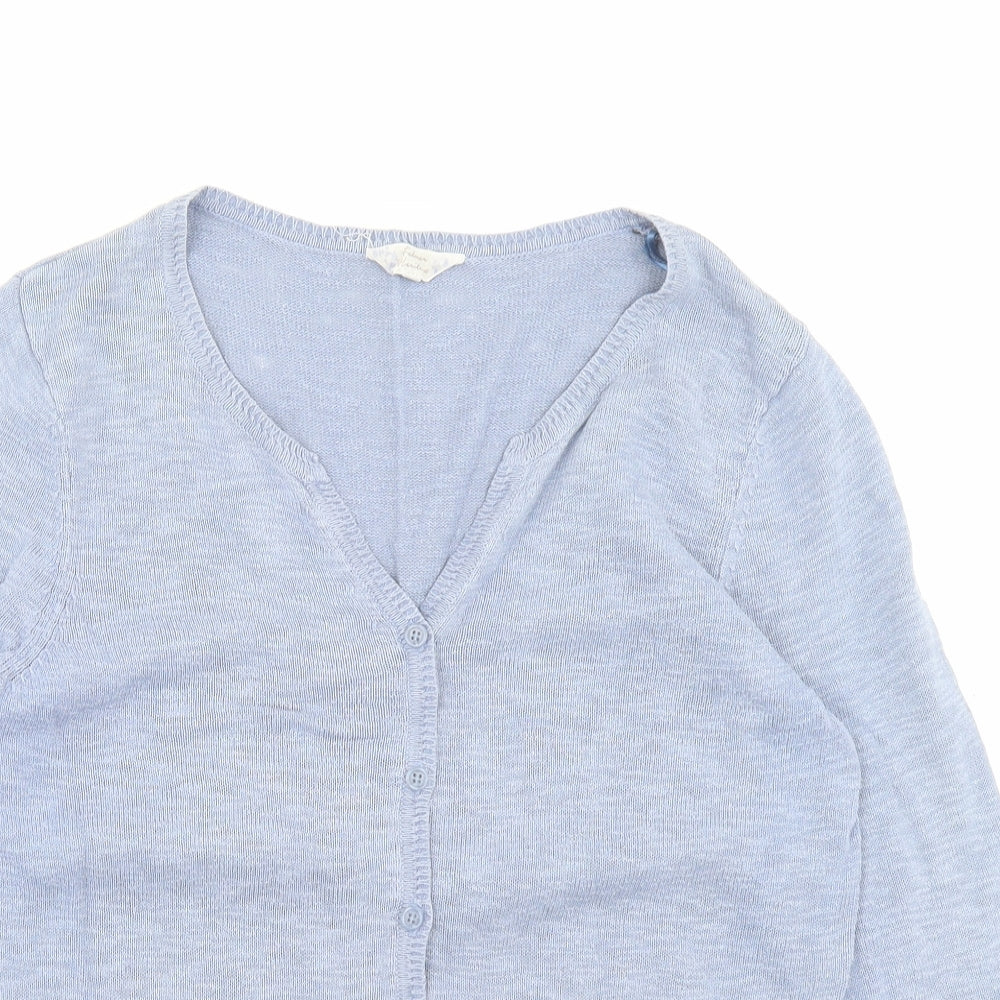 Matalan Womens Blue V-Neck Cotton Cardigan Jumper Size 12