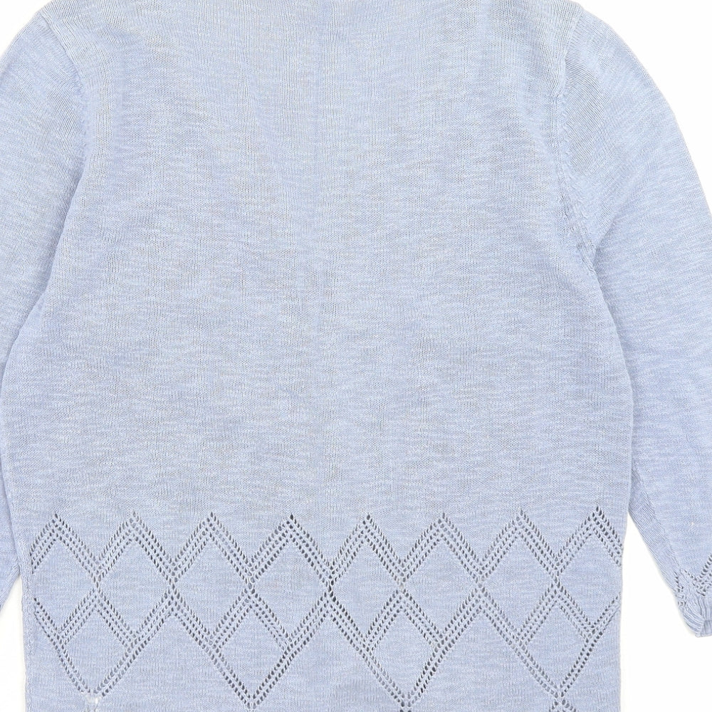 Matalan Womens Blue V-Neck Cotton Cardigan Jumper Size 12
