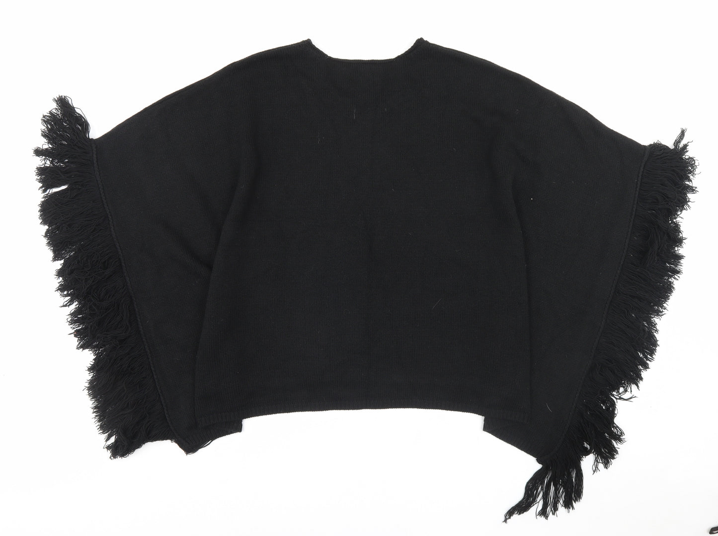 Accessorize Womens Black V-Neck Acrylic Cape Jumper One Size