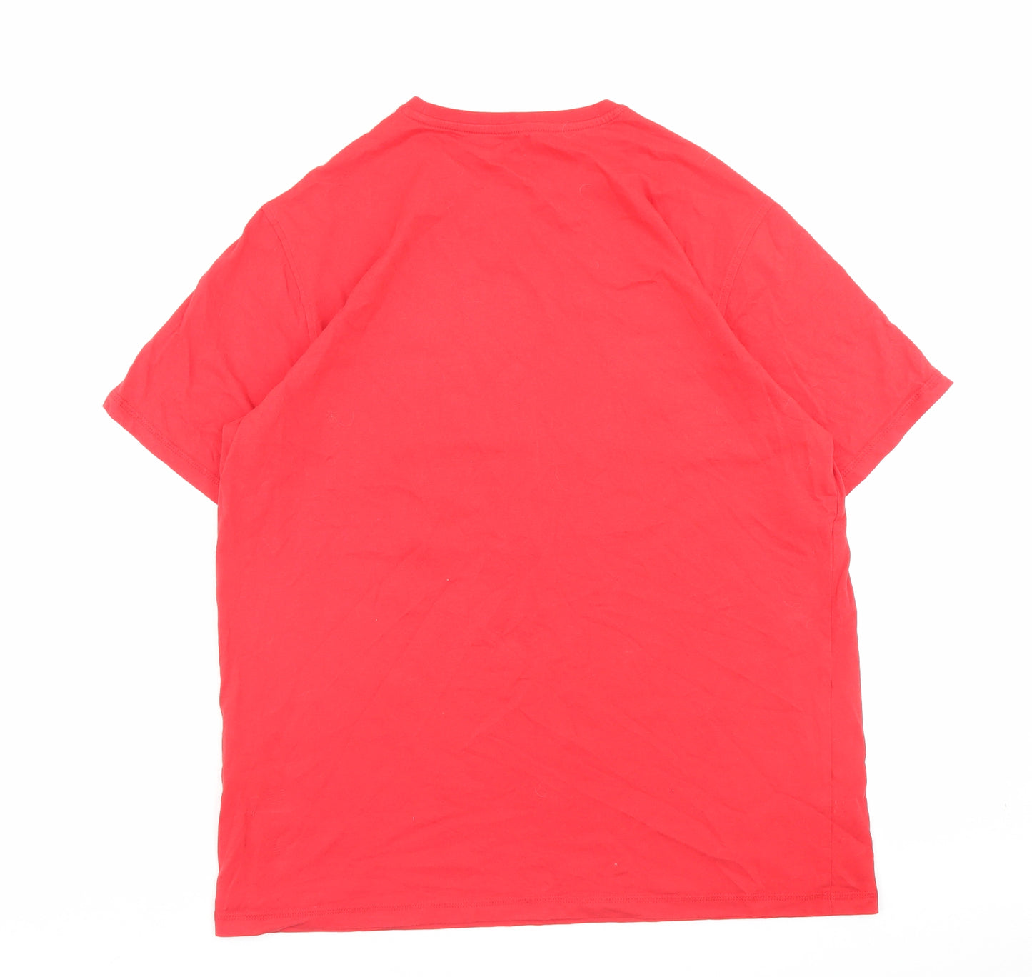 George Mens Red Cotton T-Shirt Size L Crew Neck - 100% Welsh