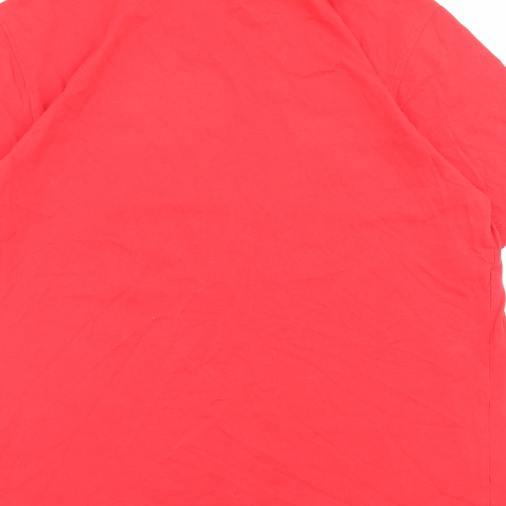 George Mens Red Cotton T-Shirt Size L Crew Neck - 100% Welsh