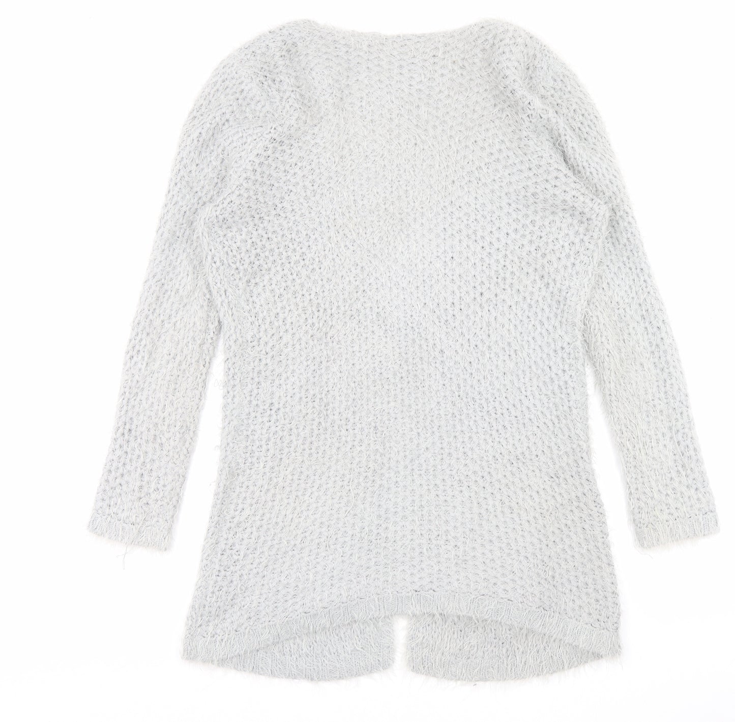 F&F Womens Grey V-Neck Acrylic Cardigan Jumper Size 12