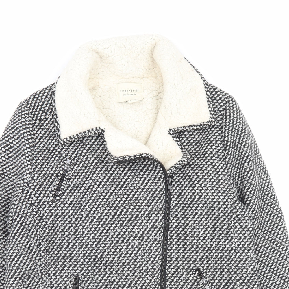 FOREVER 21 Womens Black Geometric Jacket Size L Zip