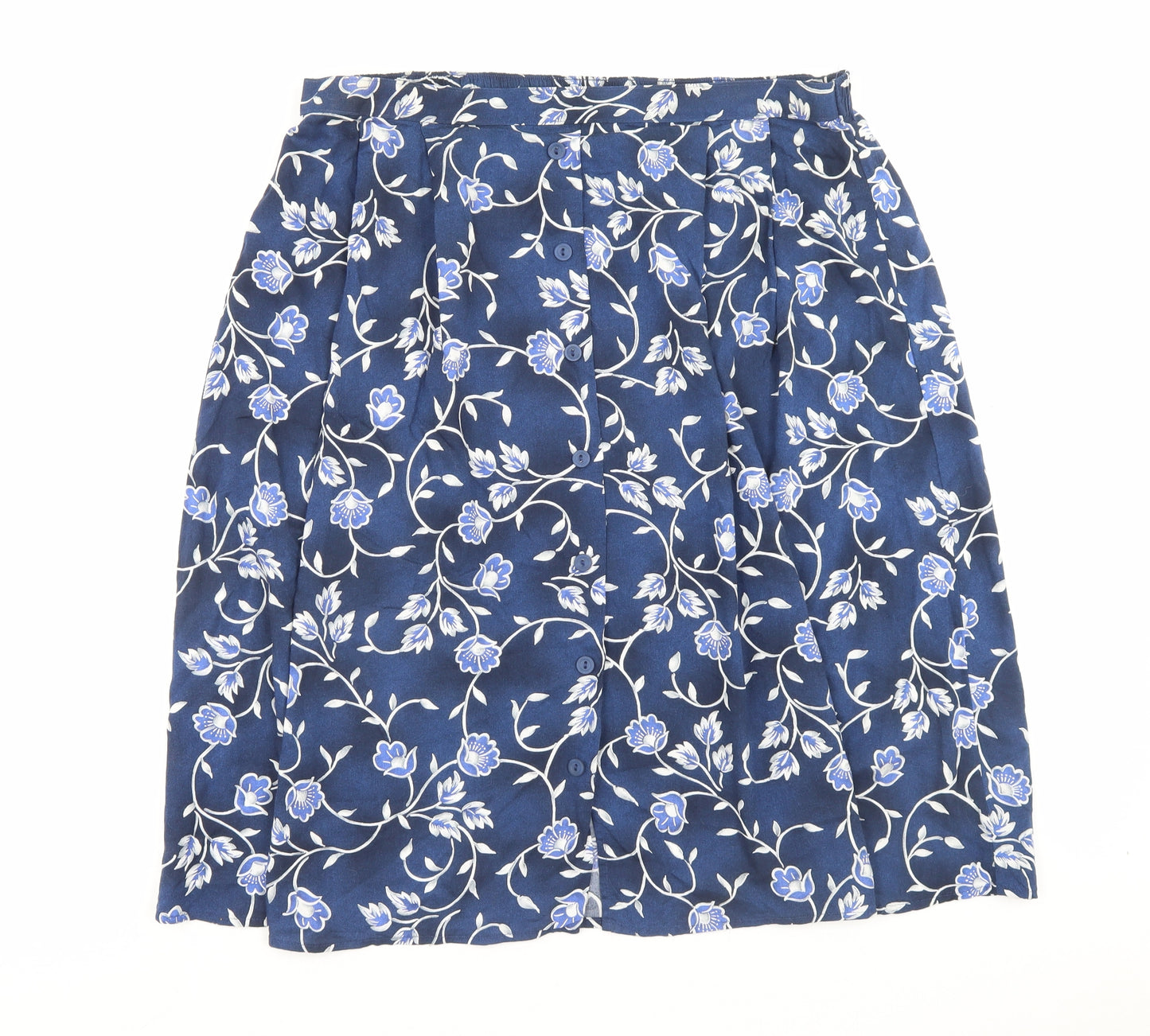 Marks and Spencer Womens Blue Floral Polyester A-Line Skirt Size 20