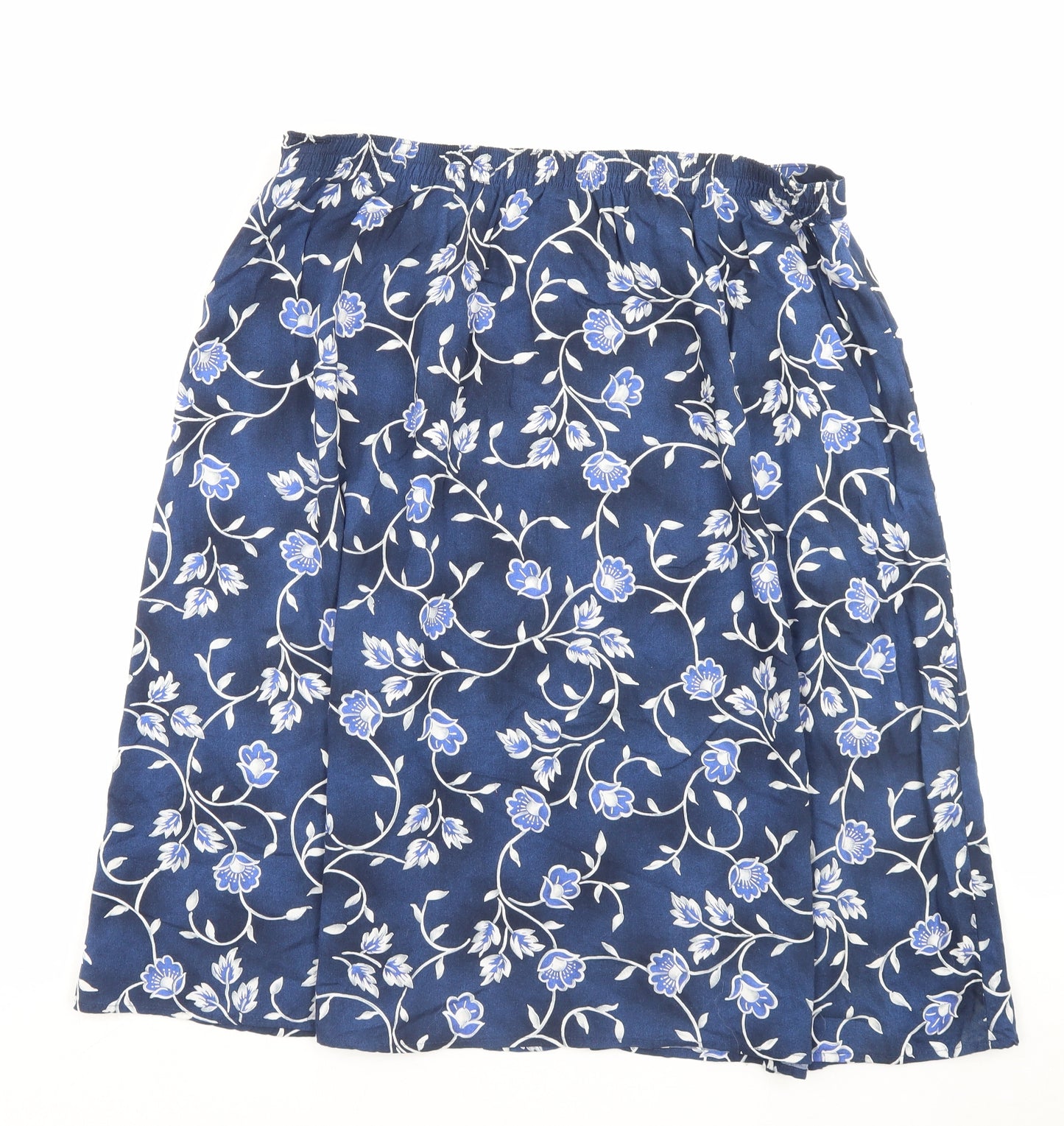 Marks and Spencer Womens Blue Floral Polyester A-Line Skirt Size 20