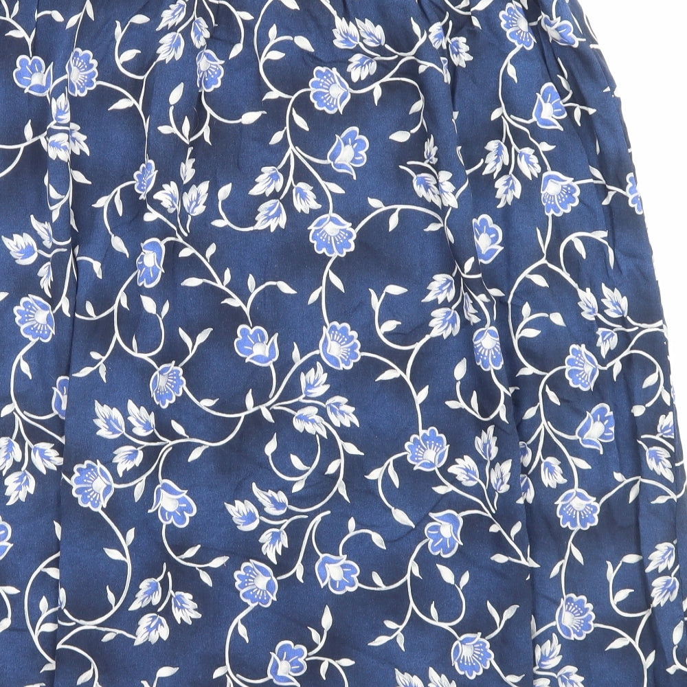 Marks and Spencer Womens Blue Floral Polyester A-Line Skirt Size 20