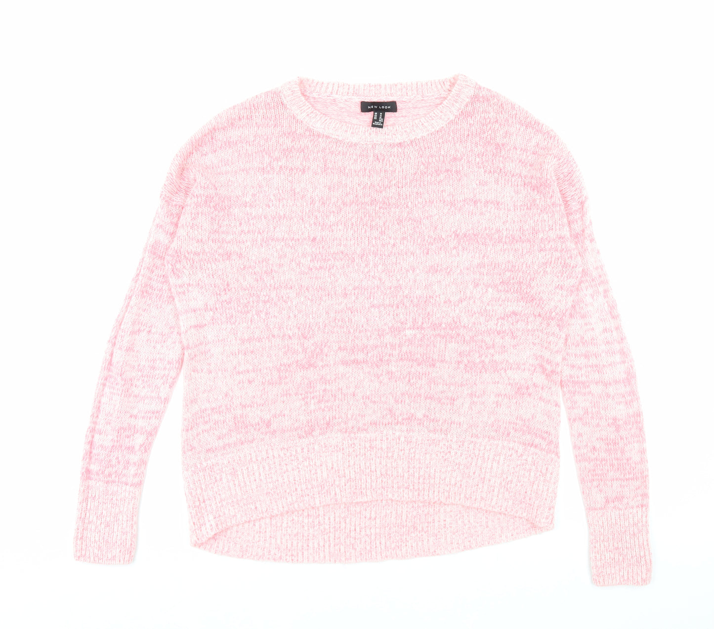 New Look Womens Pink Crew Neck Acrylic Pullover Jumper Size M