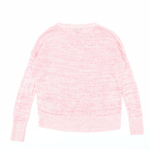 New Look Womens Pink Crew Neck Acrylic Pullover Jumper Size M