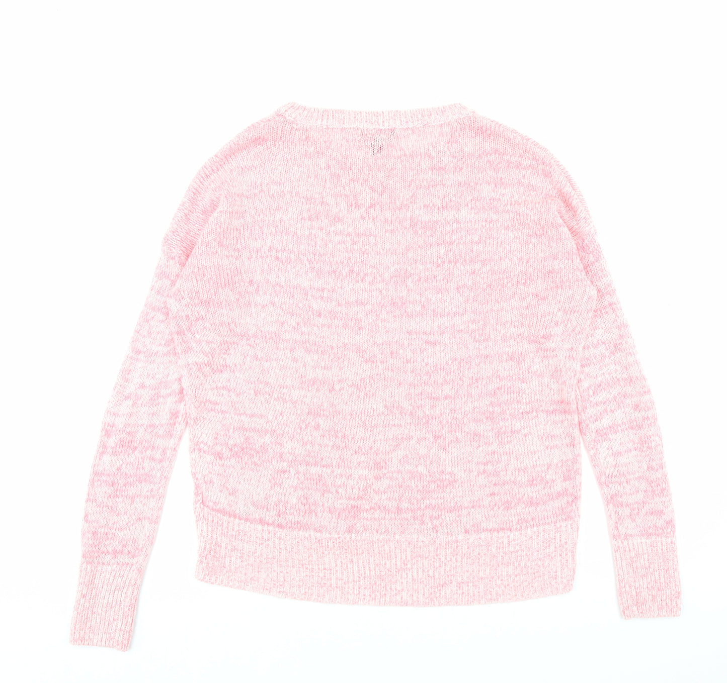 New Look Womens Pink Crew Neck Acrylic Pullover Jumper Size M