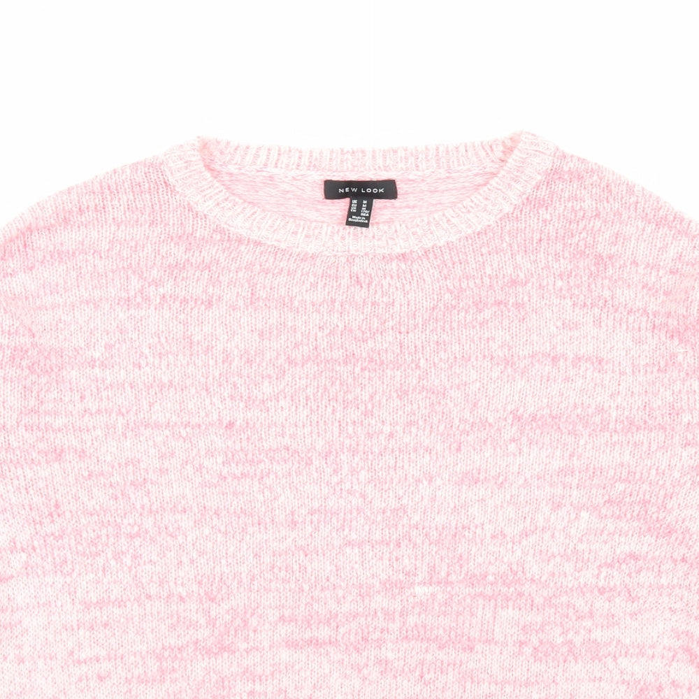 New Look Womens Pink Crew Neck Acrylic Pullover Jumper Size M