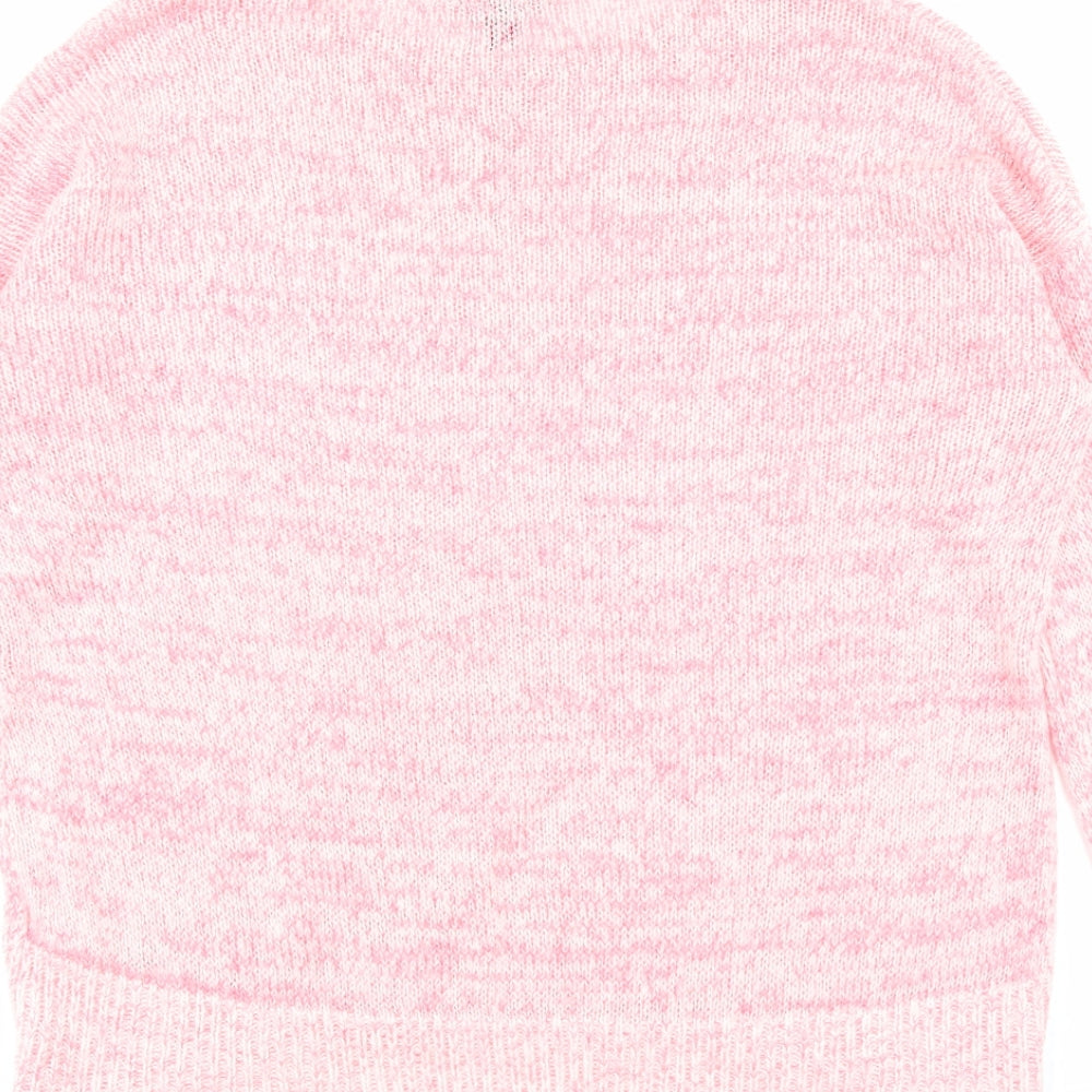 New Look Womens Pink Crew Neck Acrylic Pullover Jumper Size M
