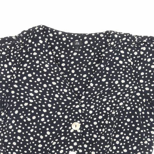 River Island Womens Black Floral Polyester Basic Blouse Size 18 V-Neck