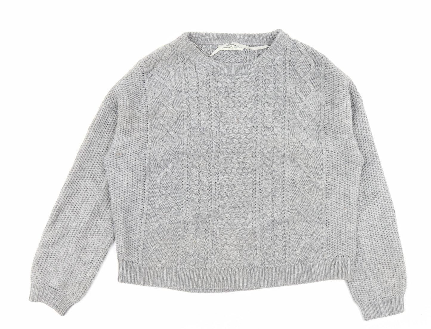 Marks and Spencer Womens Grey Crew Neck Acrylic Pullover Jumper Size 16