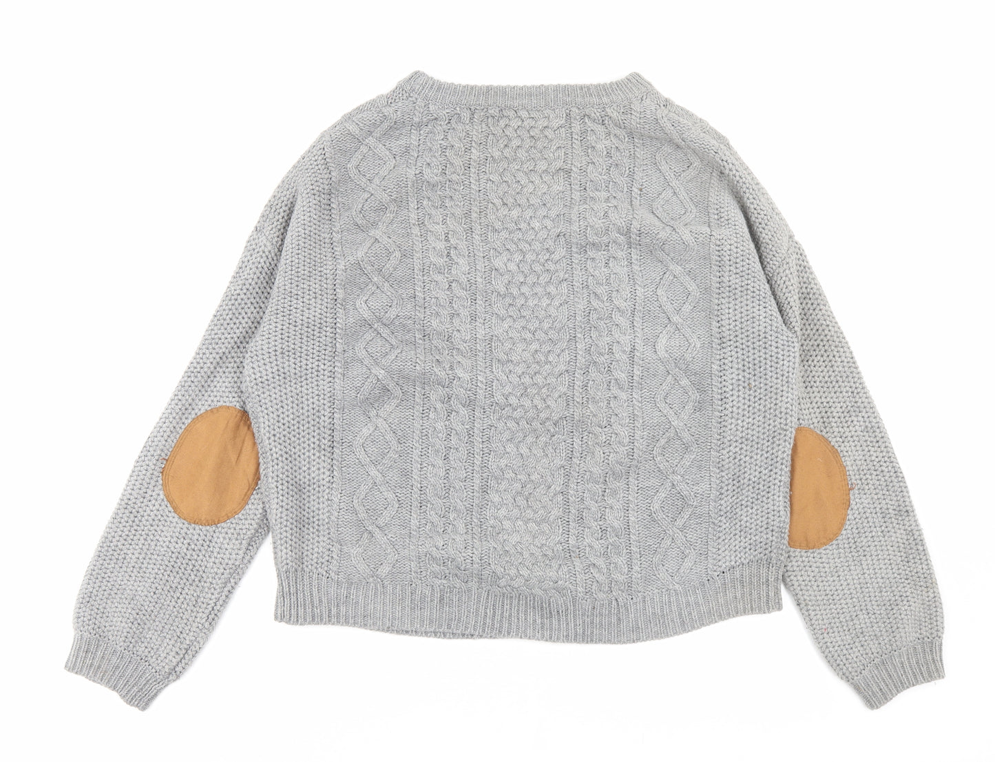 Marks and Spencer Womens Grey Crew Neck Acrylic Pullover Jumper Size 16