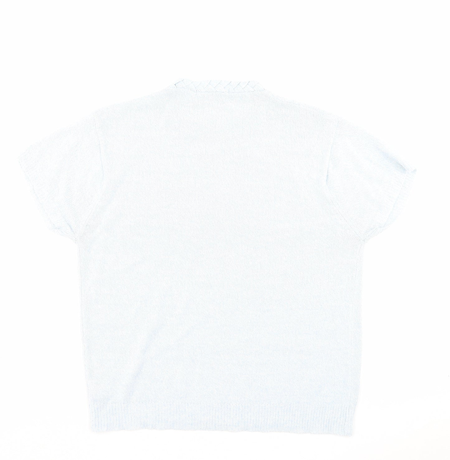 AKAL Womens Blue Acrylic Basic T-Shirt Size L Crew Neck