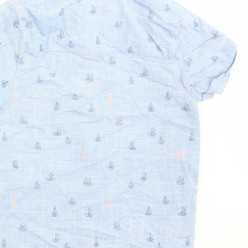 Mother care Boys Blue Geometric Cotton Basic Button-Up Size 6 Years Collared Button - Boat Print
