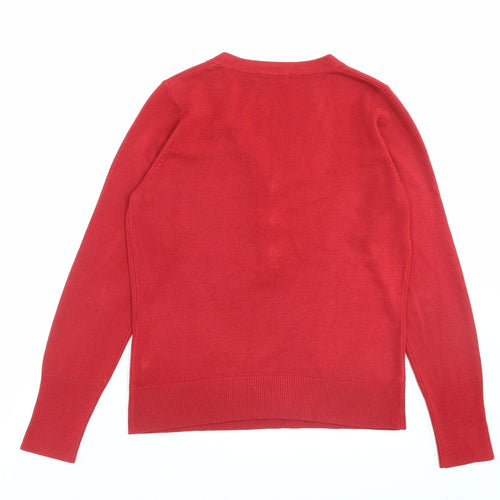 Per Una Womens Red V-Neck Acrylic Pullover Jumper Size 12