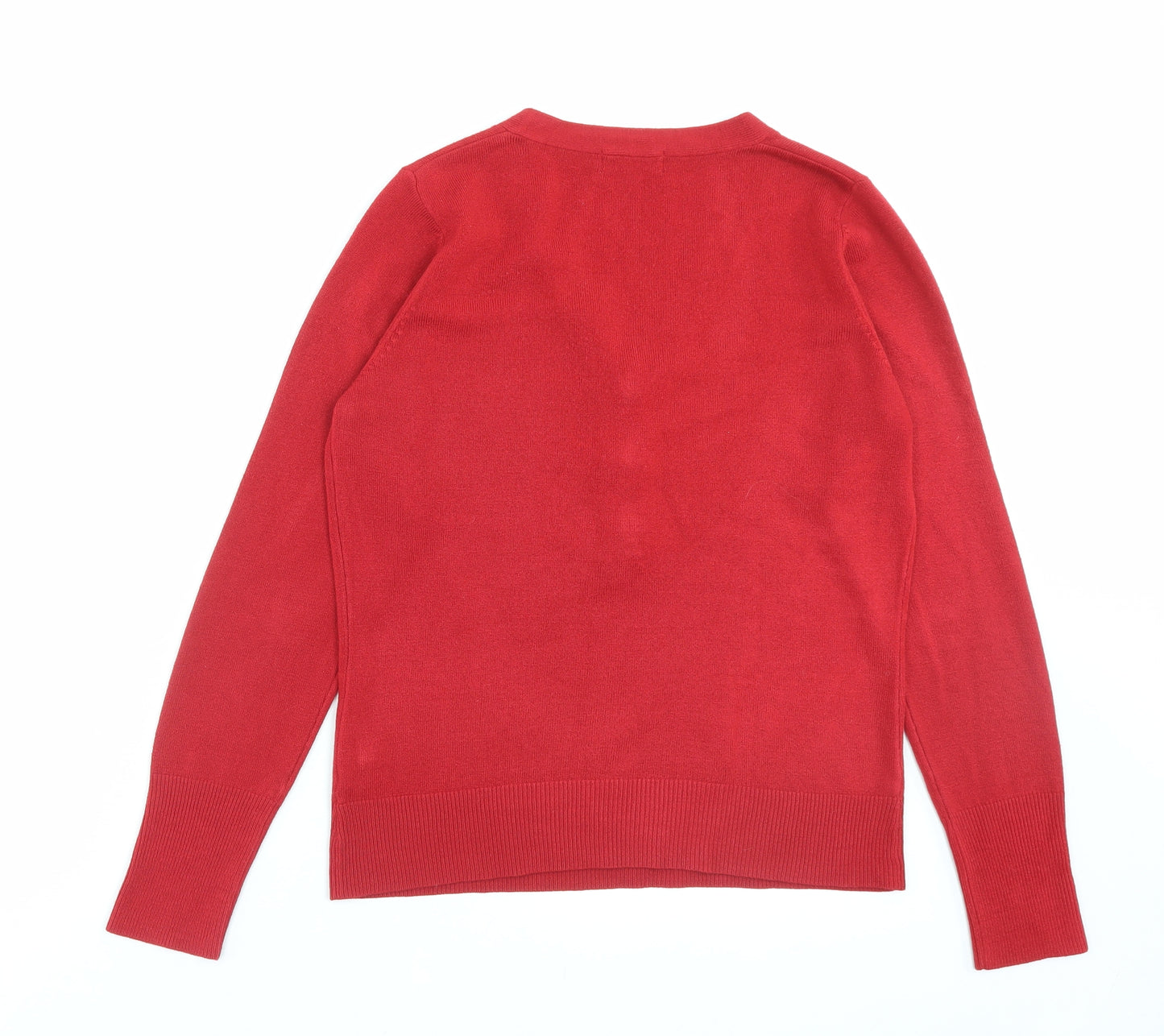 Per Una Womens Red V-Neck Acrylic Pullover Jumper Size 12