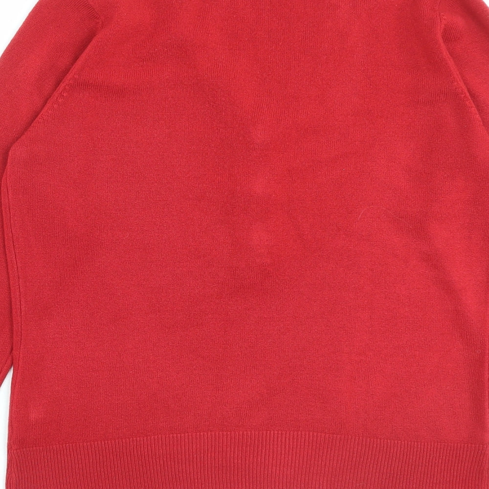 Per Una Womens Red V-Neck Acrylic Pullover Jumper Size 12