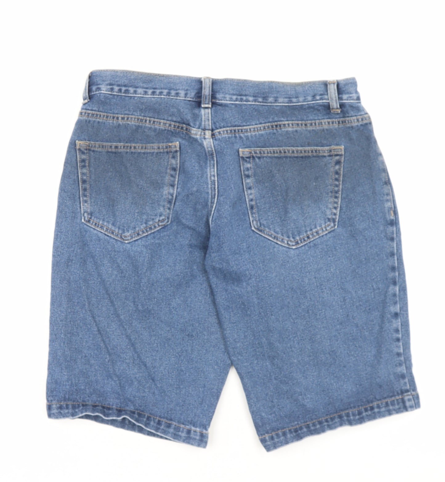 George Mens Blue Cotton Bermuda Shorts Size 34 in L11 in Regular Button
