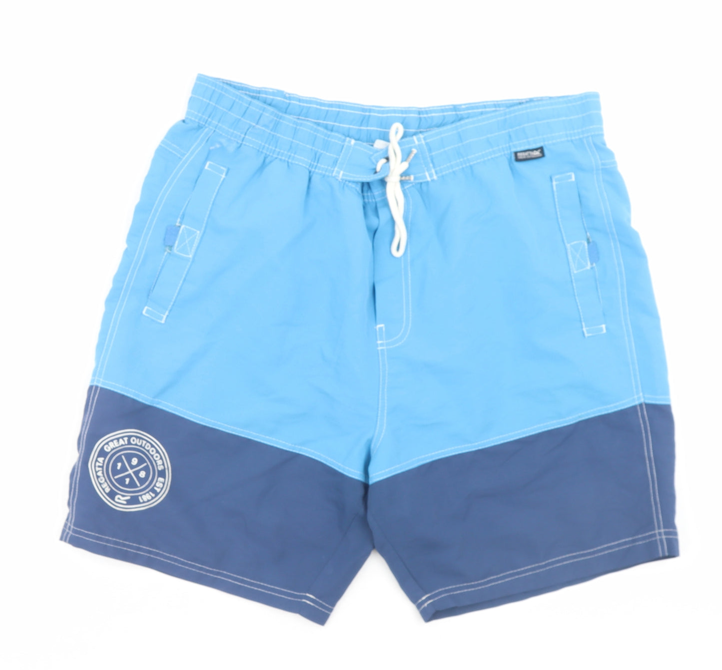 Regatta Mens Blue Polyester Sweat Shorts Size L L8 in Regular Drawstring - Swim Short